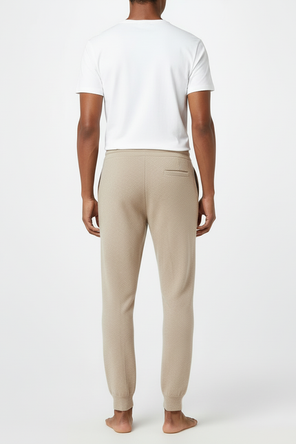 Pantalon Beige Homme Décontracté Tricoté Confortable Cordon De Serrage - Maille - vue 2