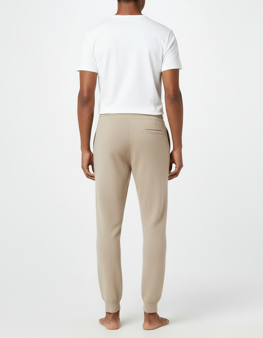 Pantalon Beige Homme Décontracté Tricoté Confortable Cordon De Serrage - Maille - vue 2