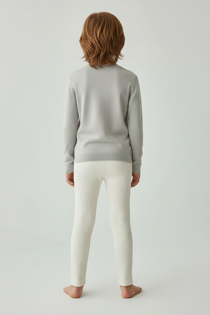 Pantalon Beige Côtelé Tricoté Slim Enfant Coton - Maille - vue 2