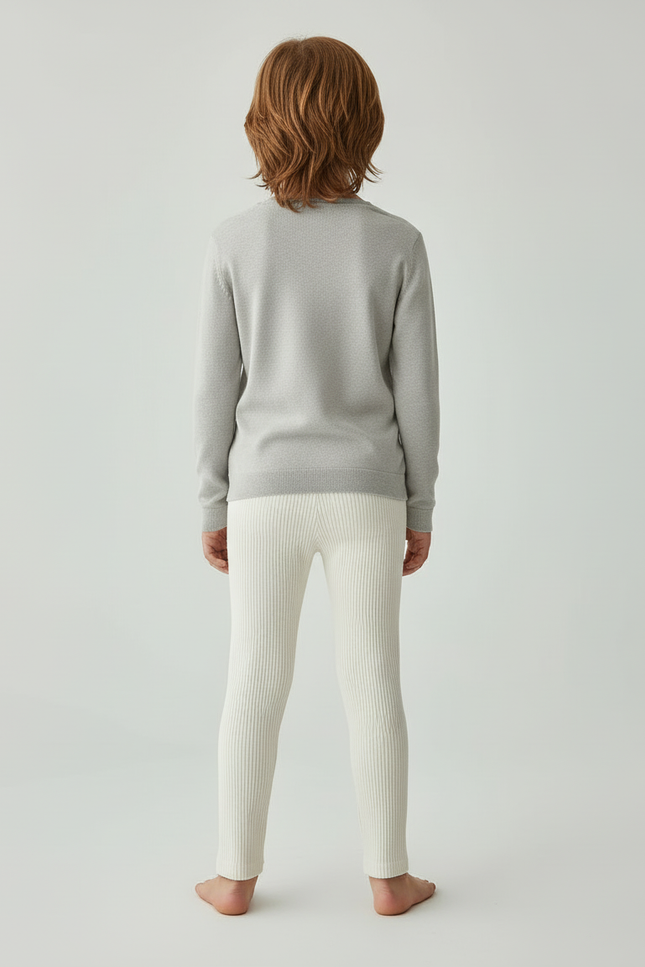 Pantalon Beige Côtelé Tricoté Slim Enfant Coton - Maille - vue 2