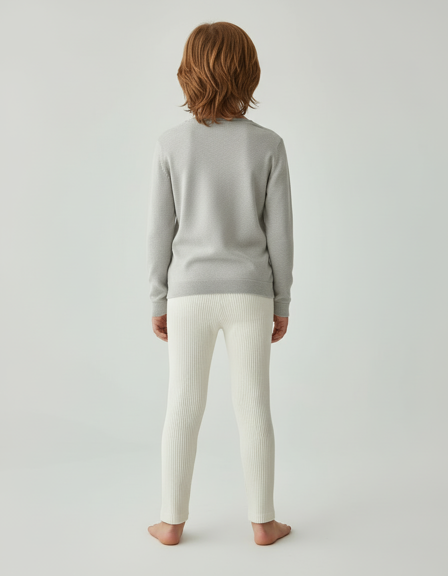 Pantalon Beige Côtelé Tricoté Slim Enfant Coton - Maille - vue 2