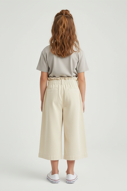 Pantalon Beige Coton Ample Fille Décontracté - vue 2