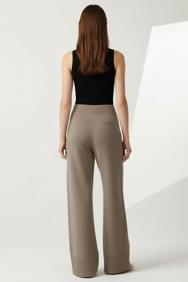 Pantalon Beige Laine Mérinos Tricoté Large Doux Élastique - vue 2