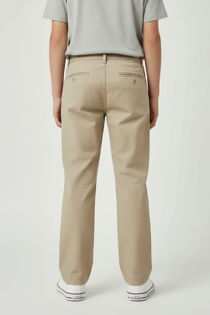 Pantalon Beige Droit Décontracté Homme Coton Chino - vue 2