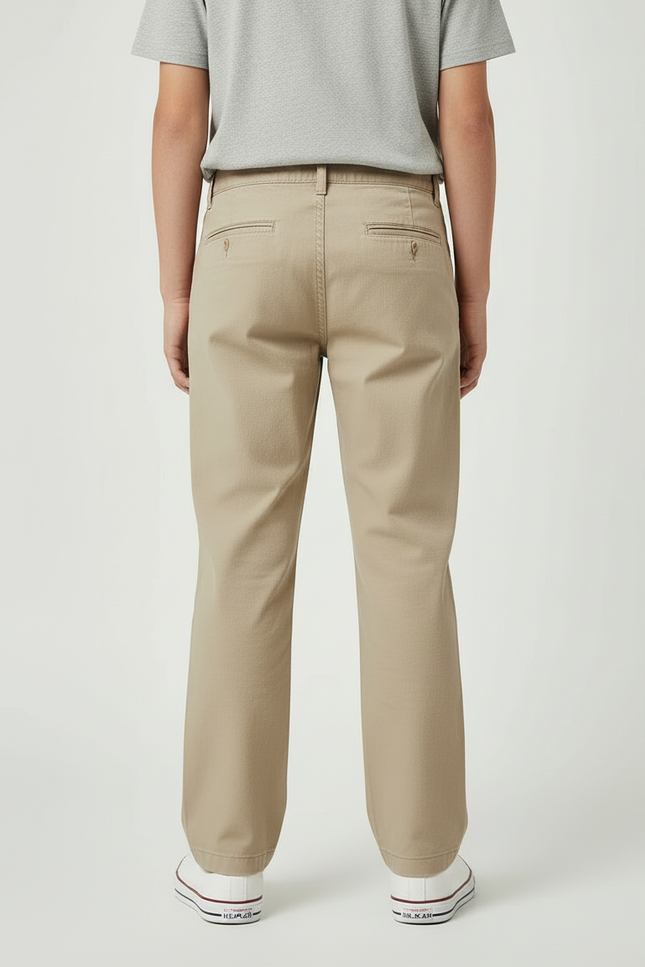 Pantalon Beige Droit Décontracté Homme Coton Chino - vue 2