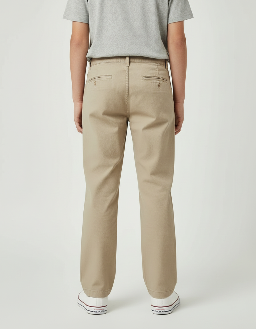 Pantalon Beige Droit Décontracté Homme Coton Chino - vue 2
