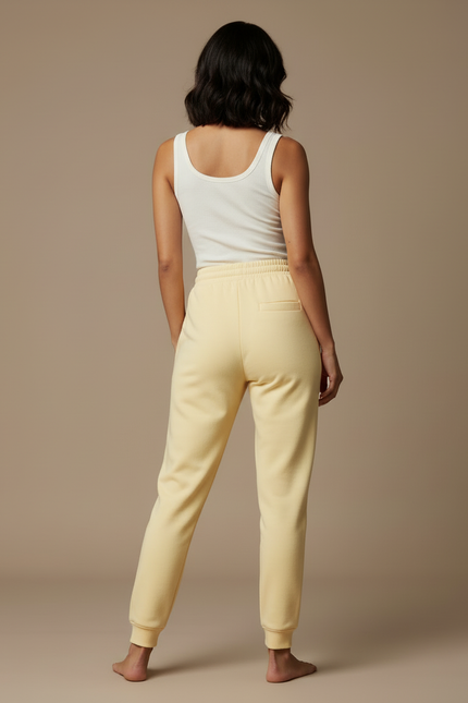 Pantalon Beige Jaune Molletonné Jogging Confortable Imprimé - vue 2