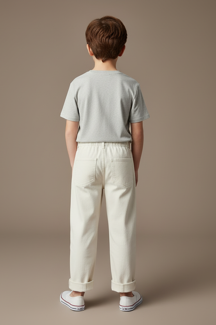 Pantalon Beige Ample Coton Élastiqué Enfant Garçon - Toile - vue 2