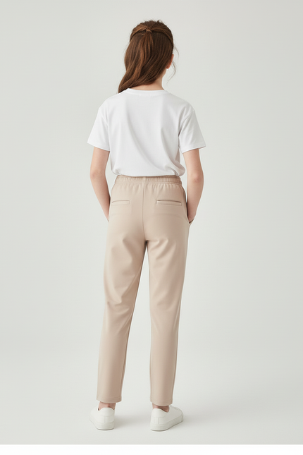Pantalon Beige Droit Décontracté Élastique Fille - Polyester - vue 2
