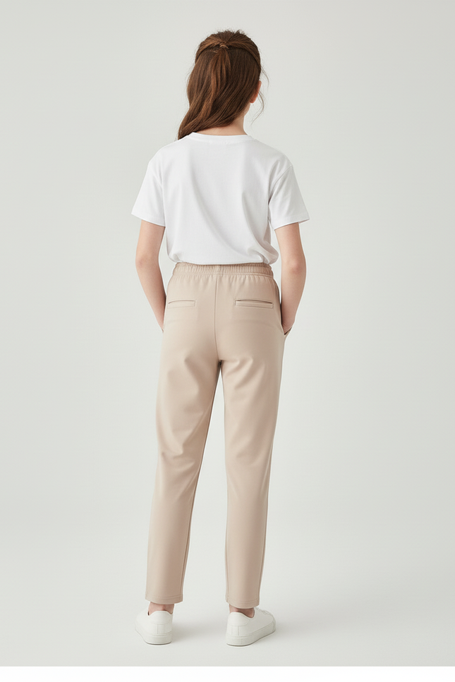 Pantalon Beige Droit Décontracté Élastique Fille - Polyester - vue 2