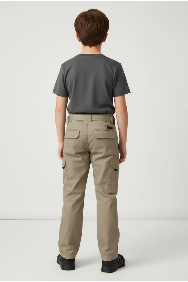 Pantalon Beige Cargo Tactique Résistant Multi-poches Garçon - Toile - vue 2