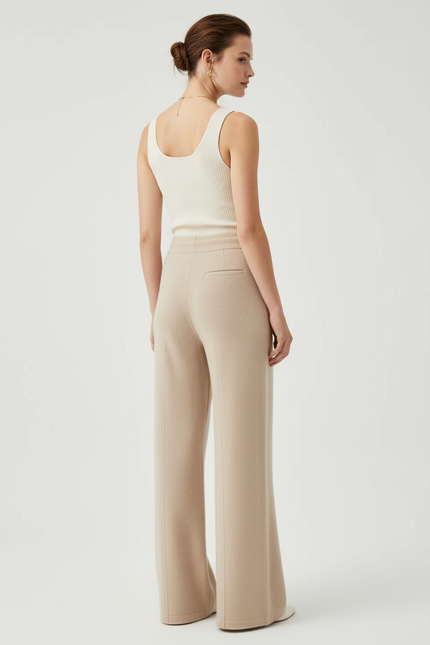 Pantalon Beige Evasé - Maille - vue 2