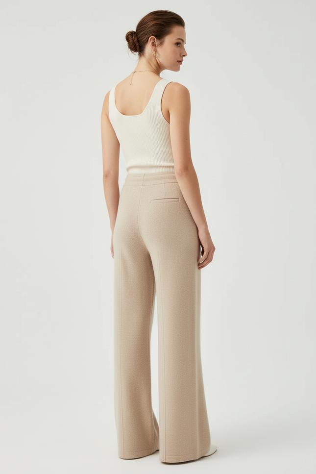 Pantalon Beige Evasé - Maille - vue 2