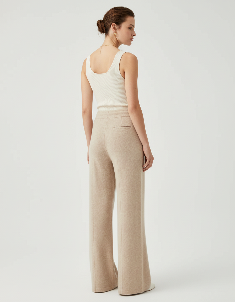 Pantalon Beige Evasé - Maille - vue 2