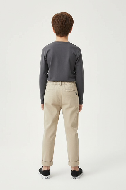 Pantalon Beige Enfant Décontracté Coton Confortable - Toile - vue 2