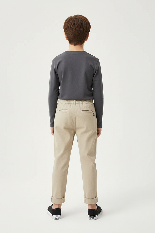 Pantalon Beige Enfant Décontracté Coton Confortable - Toile - vue 2