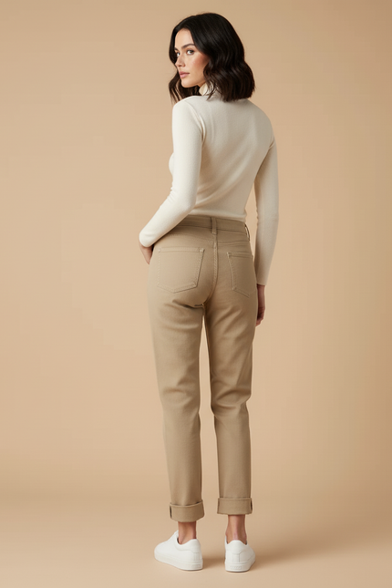 Pantalon Beige Droit Taille Haute Décontracté Femme - Gabardine - vue 2