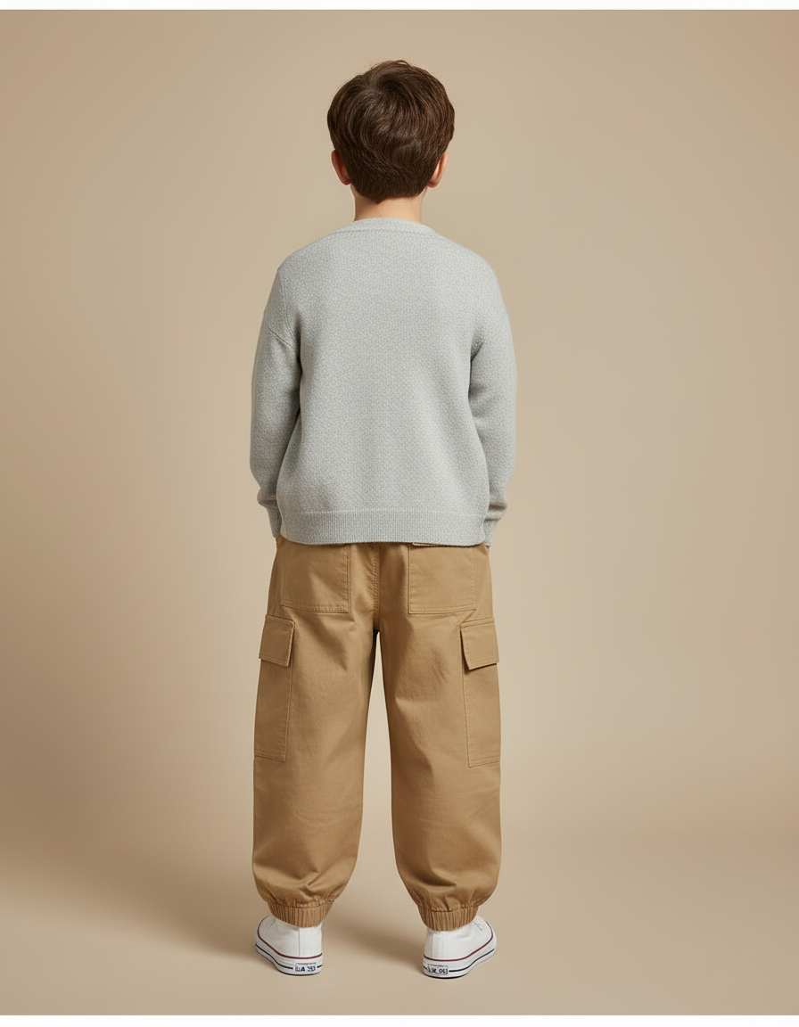 Pantalon Beige Cargo Ample Enfant Décontracté Multipoches - Gabardine - vue 2