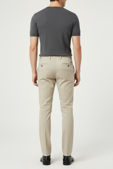 Pantalon Beige Homme Droit Élégant Classique Slim - Gabardine - vue 2