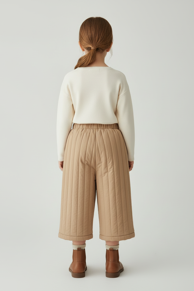 Pantalon Beige Matelassé Ample Coton Enfant Hiver - Molleton - vue 2
