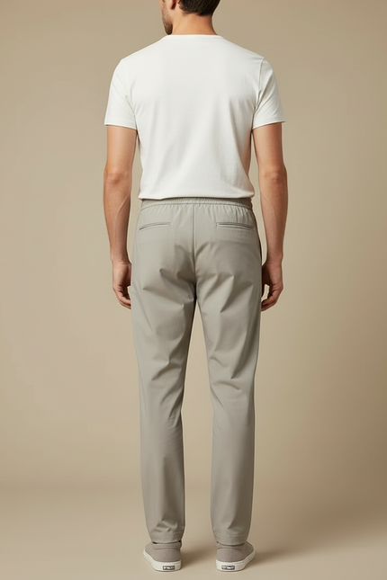 Pantalon Beige Homme Décontracté Cordon Droit Léger - Gris Polyester - vue 2