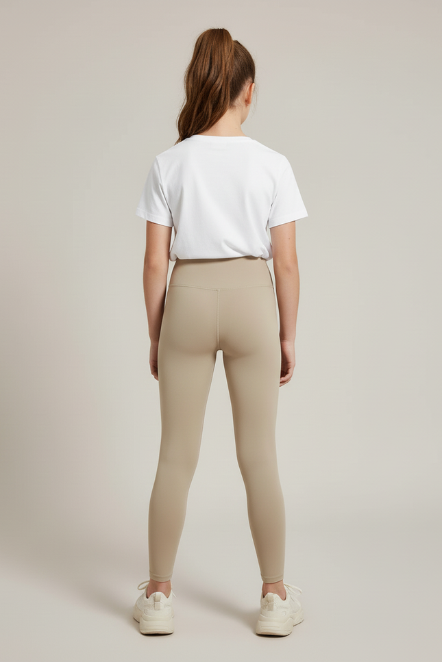 Pantalon Beige Legging Taille Haute Stretch Fille - Polyester - vue 2