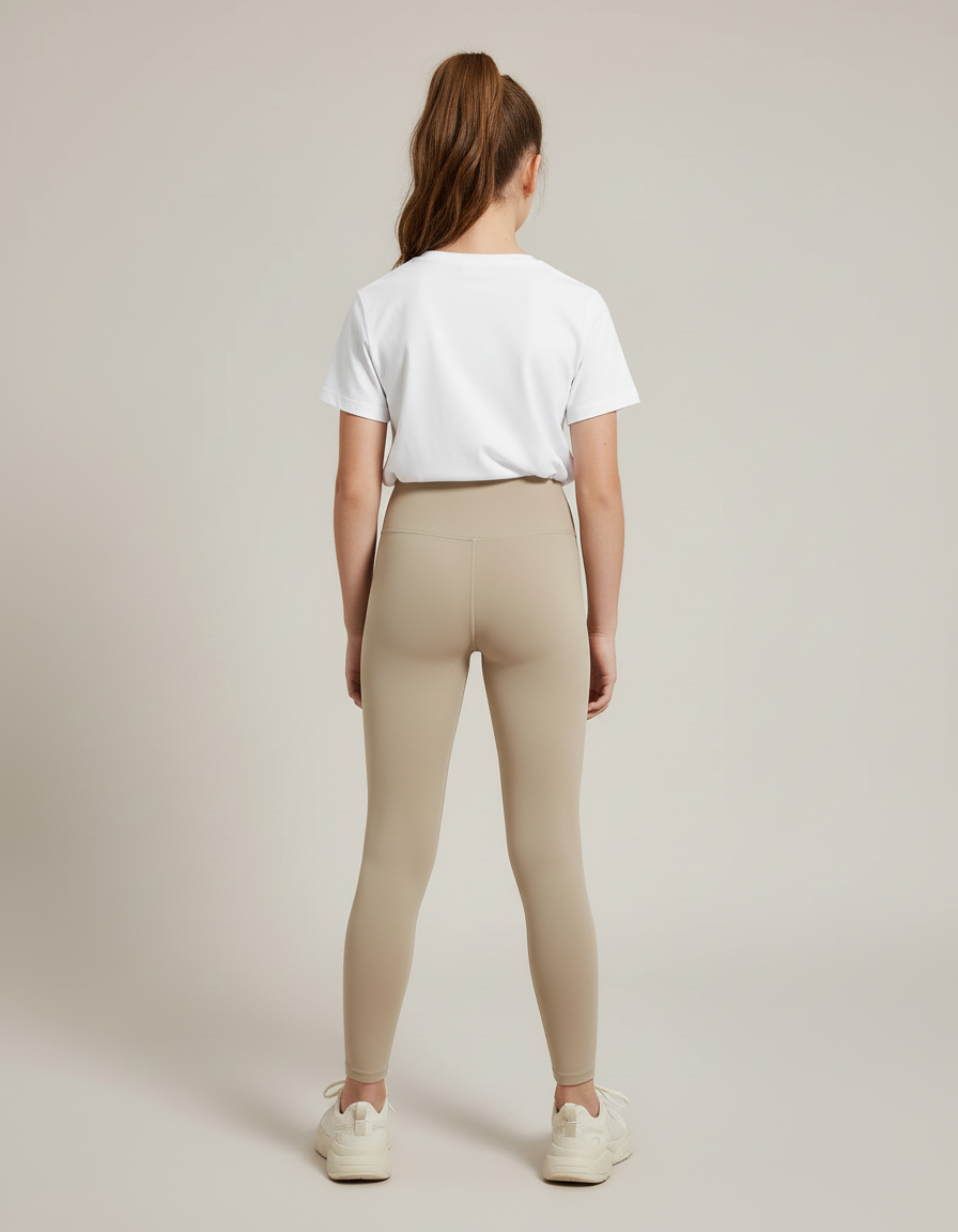 Pantalon Beige Legging Taille Haute Stretch Fille - Polyester - vue 2