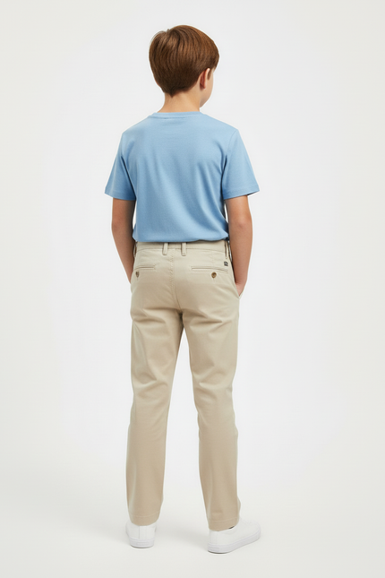 Pantalon Beige Coton Garçon Classique Décontracté Slim - vue 2