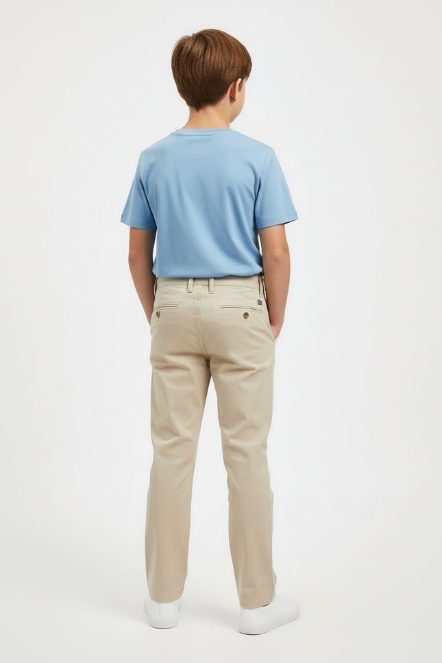 Pantalon Beige Coton Garçon Classique Décontracté Slim - vue 2