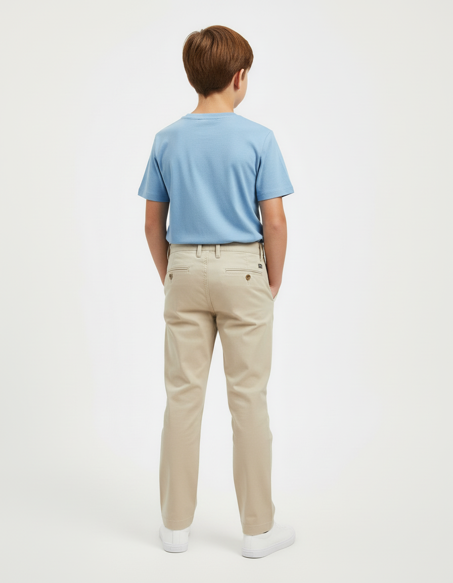 Pantalon Beige Coton Garçon Classique Décontracté Slim - vue 2