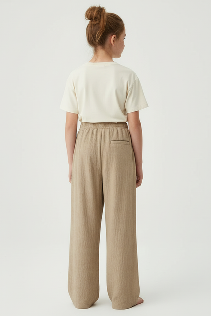 Pantalon Beige Ample Décontracté Confortable Coton Fille - vue 2