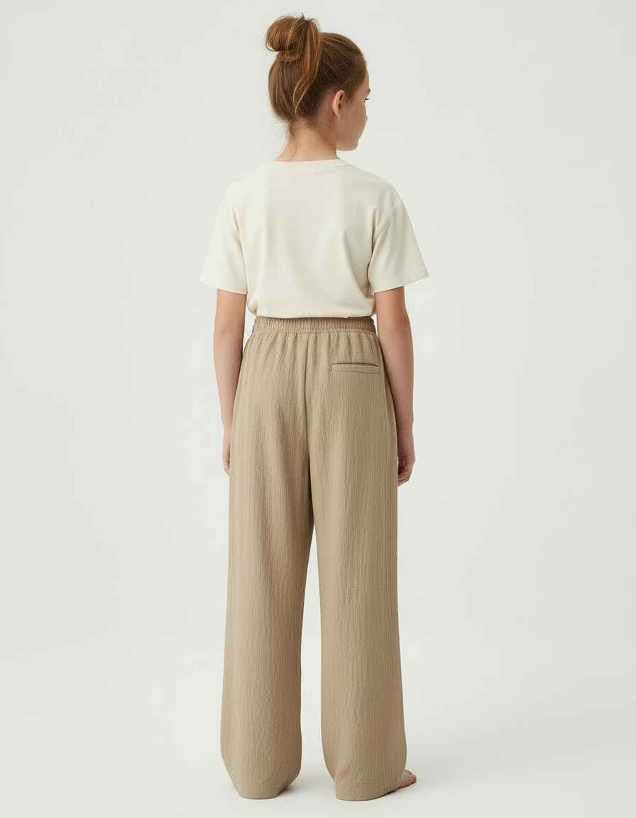 Pantalon Beige Ample Décontracté Confortable Coton Fille - vue 2