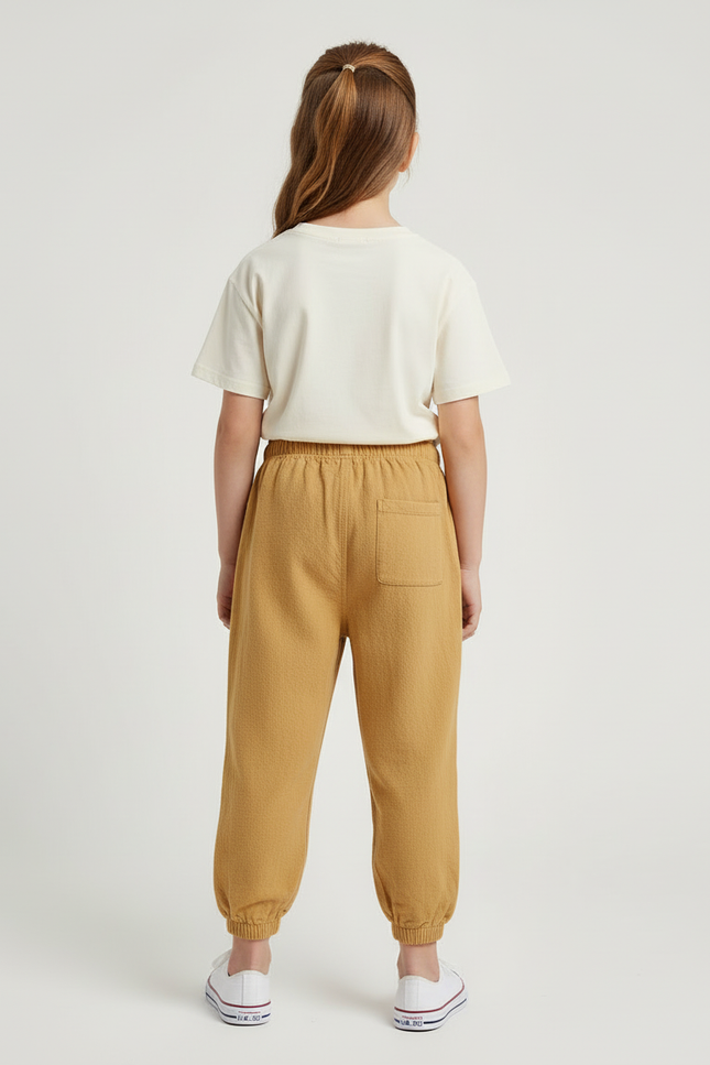 Pantalon Beige Coton Ample Unisexe Sportif Enfant - Camel Molleton - vue 2