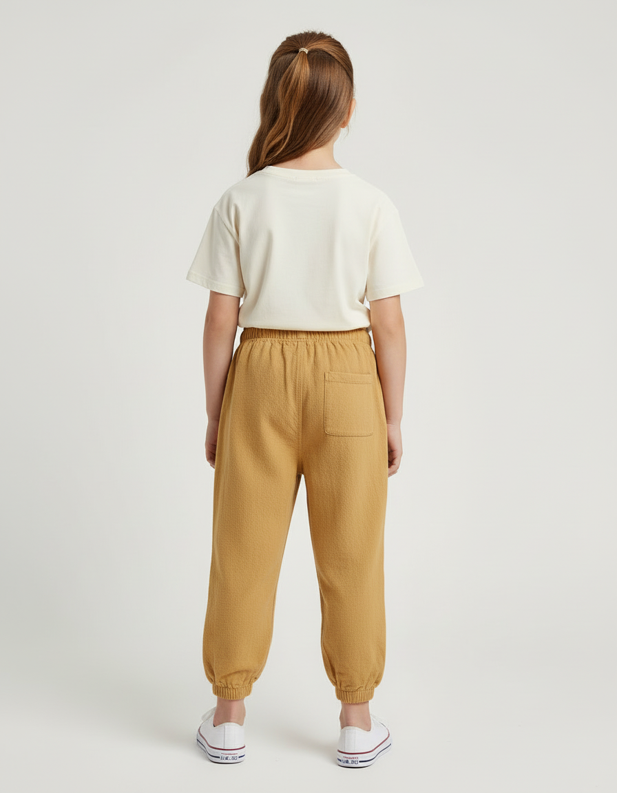 Pantalon Beige Coton Ample Unisexe Sportif Enfant - Camel Molleton - vue 2
