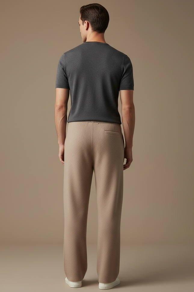 Pantalon Beige Tricoté Ample Homme Confortable Cordon - Maille - vue 2