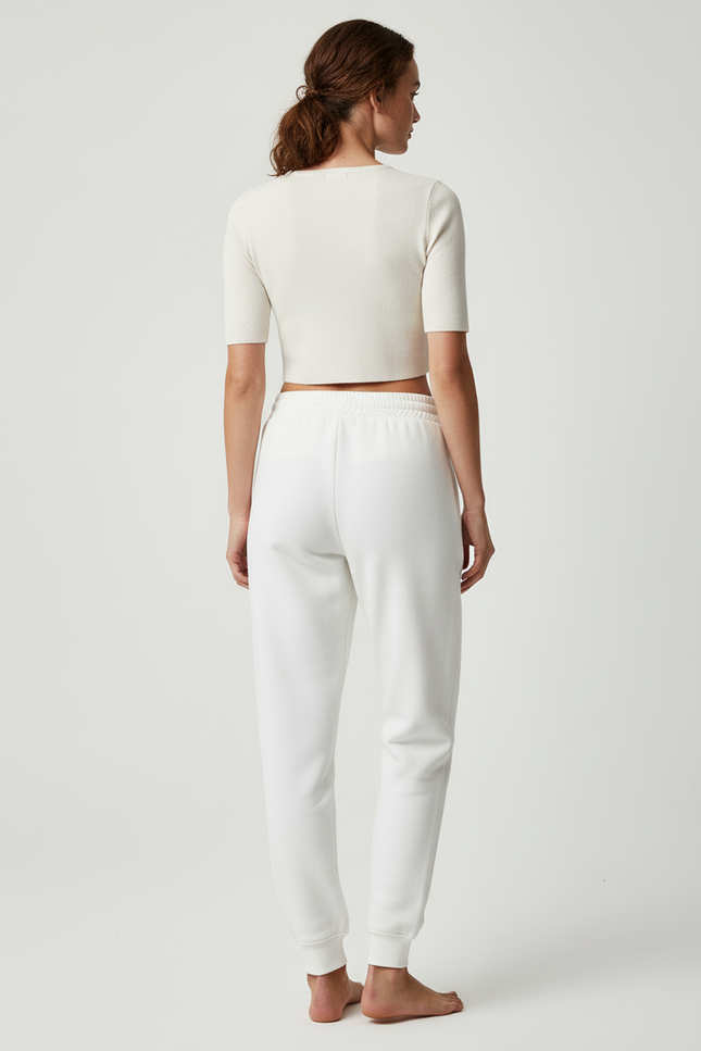 Pantalon Beige Molletonné Décontracté Confortable Cordon - Blanc - vue 2
