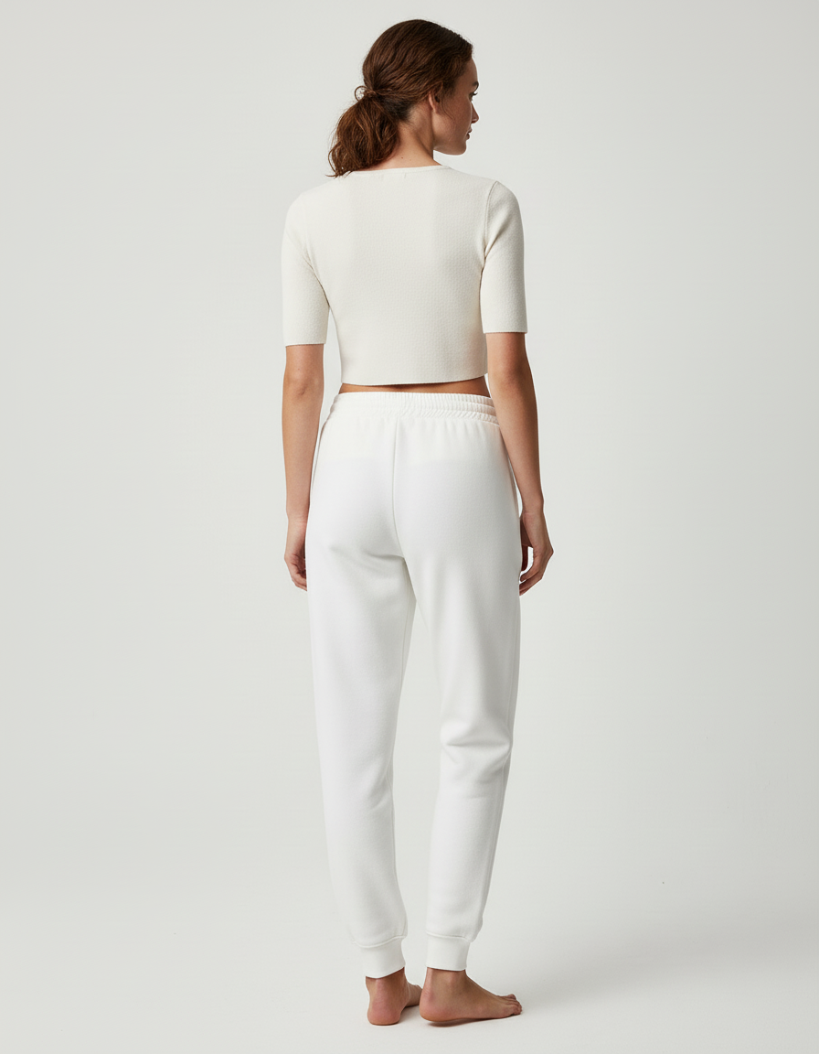 Pantalon Beige Molletonné Décontracté Confortable Cordon - Blanc - vue 2
