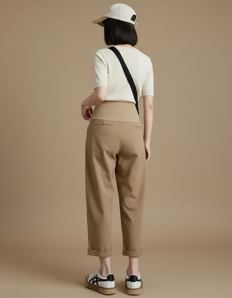 Pantalon Beige Coton Ample Décontracté Maternité - vue 2