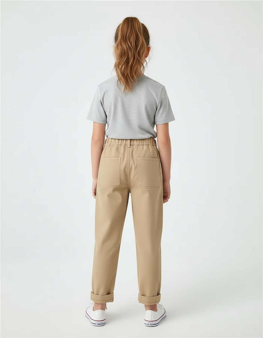 Pantalon En Toile Beige - vue 2