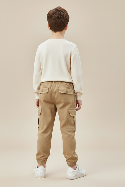 Pantalon Beige Cargo Ample Décontracté Enfant Garçon - Toile - vue 2