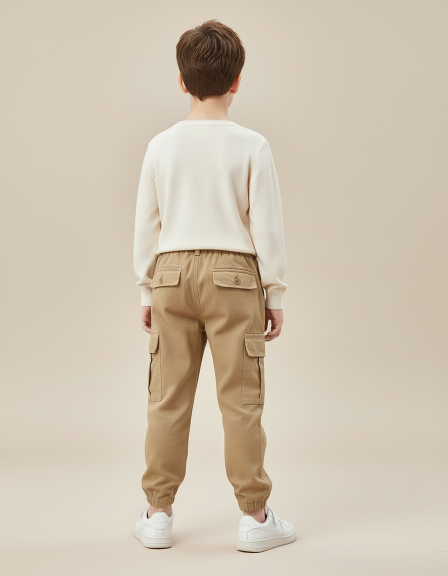 Pantalon Beige Cargo Ample Décontracté Enfant Garçon - Toile - vue 2