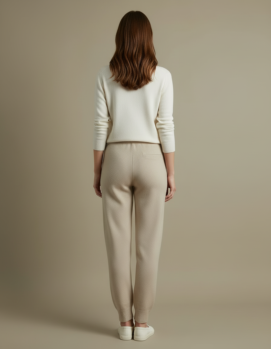 Pantalon Beige Tricoté Ample Confortable Cordon Femme - Maille - vue 2