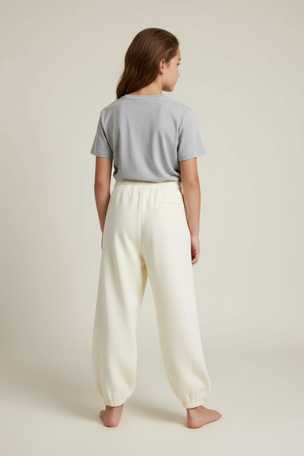 Pantalon Beige Ample Cordon Élastique Confortable Fille - Molleton - vue 2