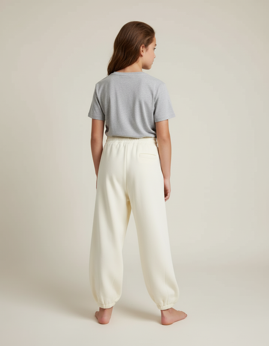 Pantalon Beige Ample Cordon Élastique Confortable Fille - Molleton - vue 2