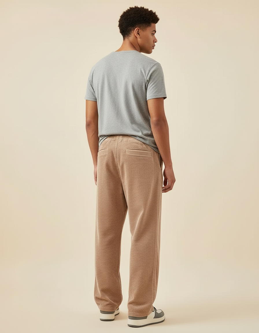 Pantalon Beige Corduroy Ample Décontracté Homme - Cordé - vue 2