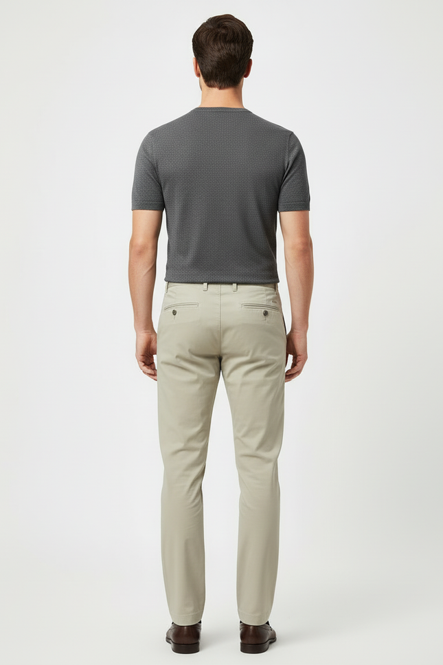 Pantalon Beige Coton Droit Homme Décontracté Chino - vue 2