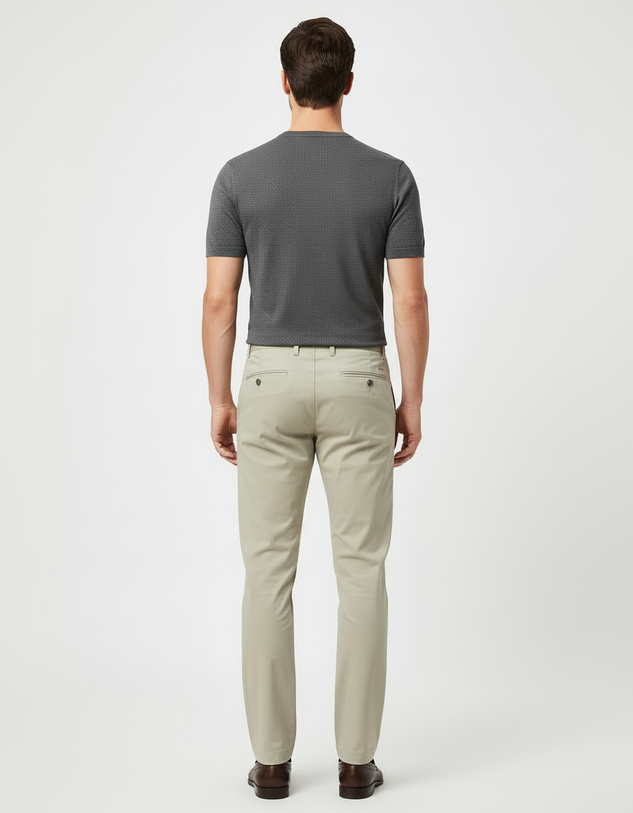 Pantalon Beige Coton Droit Homme Décontracté Chino - vue 2