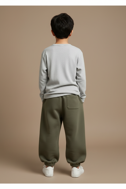 Pantalon Beige Sport Molletonné Ample Boston Enfant - Kaki - vue 2