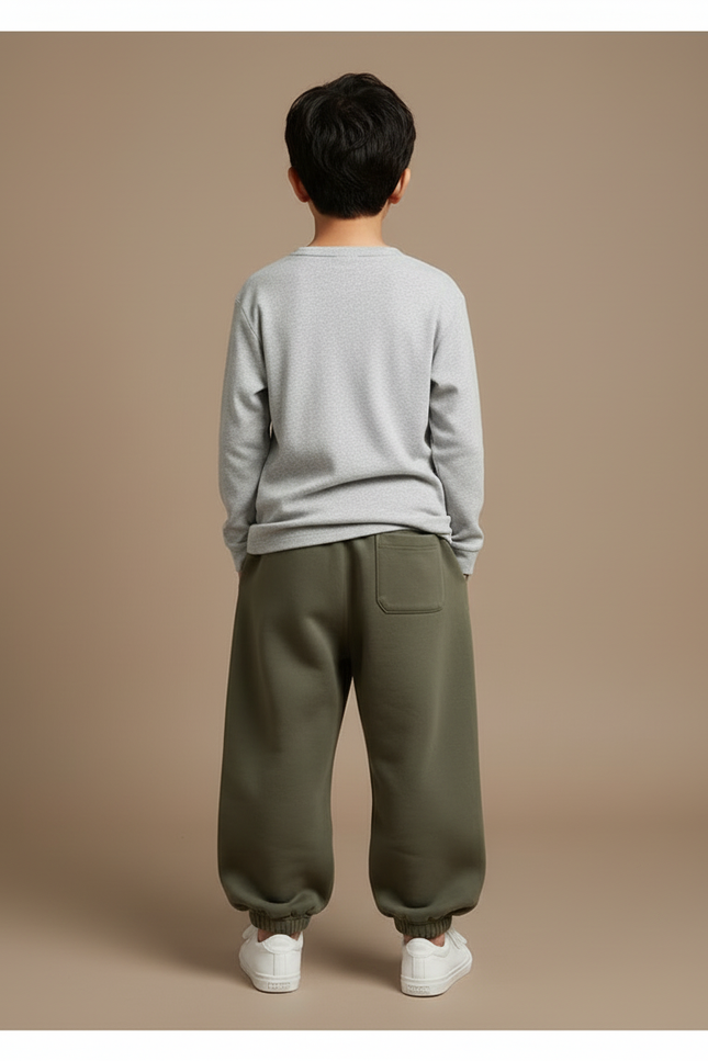 Pantalon Beige Sport Molletonné Ample Boston Enfant - Kaki - vue 2