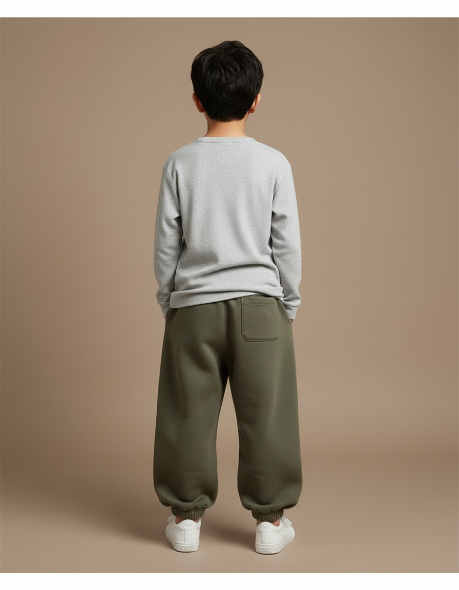 Pantalon Beige Sport Molletonné Ample Boston Enfant - Kaki - vue 2